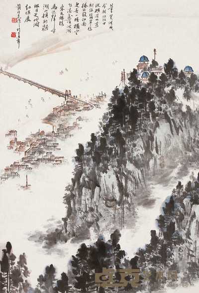 黄纯尧 1975年作 湖山换新颜 立轴 62×42cm